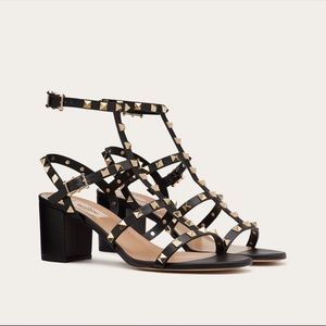 Rockstud Caged Sandal 60mm in Black